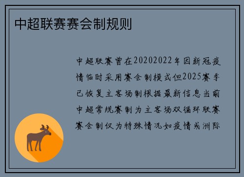 中超联赛赛会制规则